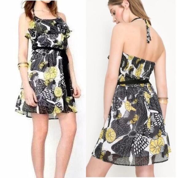 Desigual Vest Ann Lemon Print Chiffon Halter Dress  EU40 US 6 - Picture 1 of 6